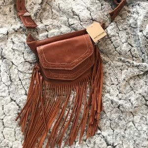 Leather Fringe Hip Pouch - NWT